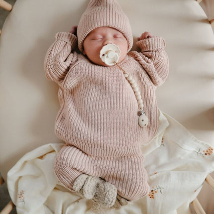 Mushie Baby Sweater Chunky Knit Blush - Mushie - Babywinkel - 810052468686