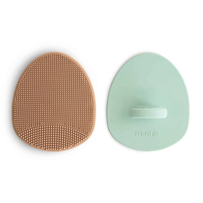Mushie Babyborstel Anti - Berg Natural/Cambridge Blue 2St - Mushie - Babywinkel - 840355800845