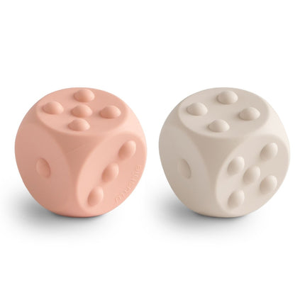 Mushie Educatief Speelgoed Dobbelstenen Blush/Shifting Sands 2st - Babywinkel - 810052467375