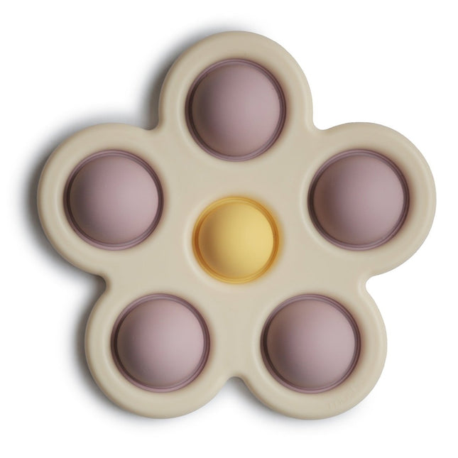 Mushie Educatief Speelgoed Druk Bloem Soft Lilac/Daffodil/Ivory - Mushie - Babywinkel - 810052465562
