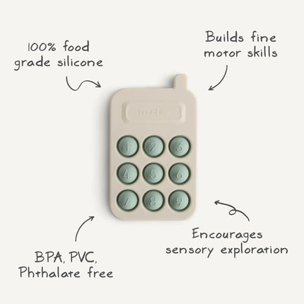 Mushie Educatief Speelgoed Druk Telefoon Cambridge Blue - Mushie - Babywinkel - 810052465838