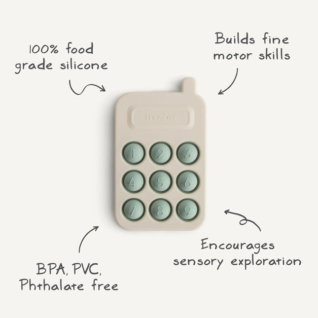 Mushie Educatief Speelgoed Druk Telefoon Cambridge Blue - Mushie - Babywinkel - 810052465838