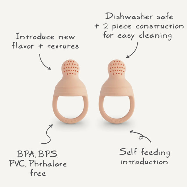 Mushie Fopspeen Fresh Food Feeder Blush Silicone 2St - Mushie - Babywinkel - 840355800050