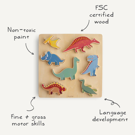 Mushie Puzzel Wooden Dino - Mushie - Babywinkel - 840355800999