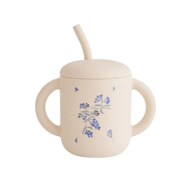 Mushie Silicone Training Cup Rietje Lilac Flowers koop je bij Babywinkel