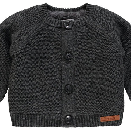 Noppies Baby Vestje Gebreid Dani Teddy Voering Dark Grey Melange - Noppies - Babywinkel - 8719788193539