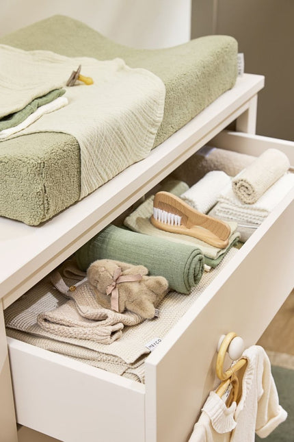 Pre - washed hydrofiele doeken 3 - pack Uni - naturel/soft olive/olive green - 70x70cm - Babywinkel - 4054703508437
