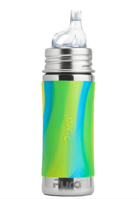 Pura Babyfles Tuitspeen 325Ml Set Aqua Swirl 4 delig - Pura - Babywinkel - 853766006720