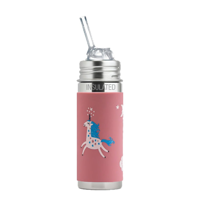 Pura Thermos Rietjesfles Free - Flow 260ml + Unicorn sleeve + Borsteltje - Babywinkel - 850038571757