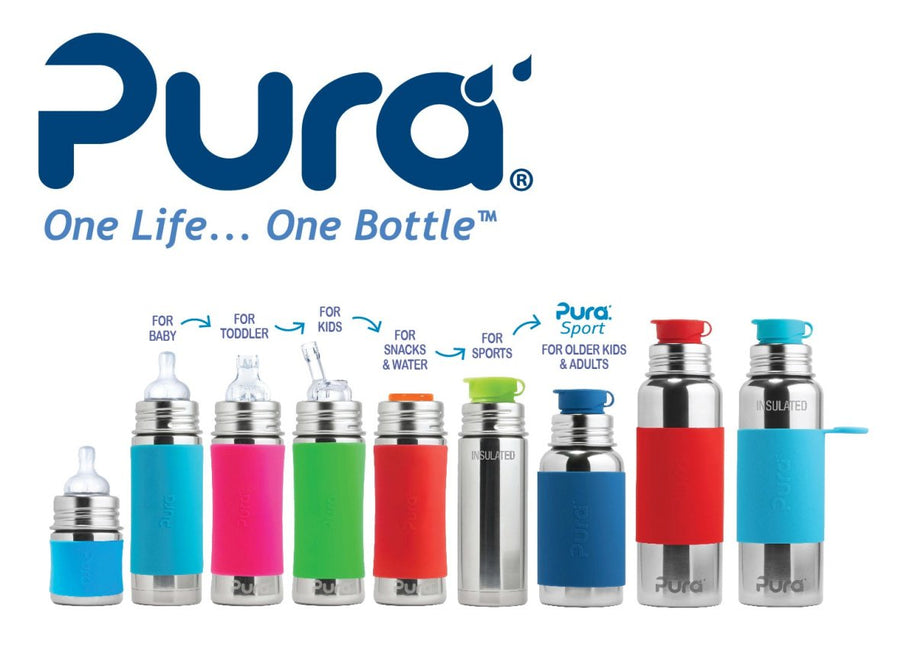 Pura Thermosfles Rvs 260 Ml Rietje Free Flow Rose Sleeve - Pura - Babywinkel - 850038571528