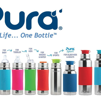 Pura Waterfles Rvs 850Ml Set Pink Swirl 3 delig - Pura - Babywinkel - 853766006621