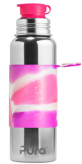 Pura Waterfles Rvs 850Ml Set Pink Swirl 3 delig - Pura - Babywinkel - 853766006621