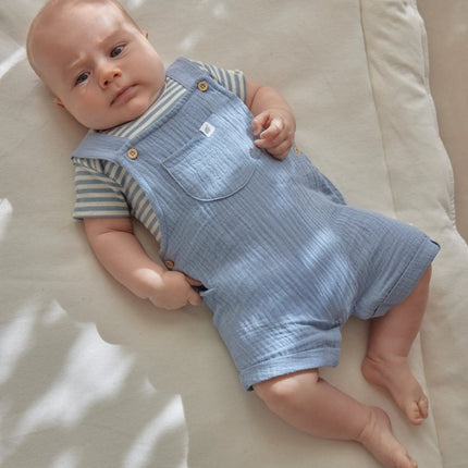 Romper korte mouw blauw Stone Blue stripe koop je bij Babywinkel