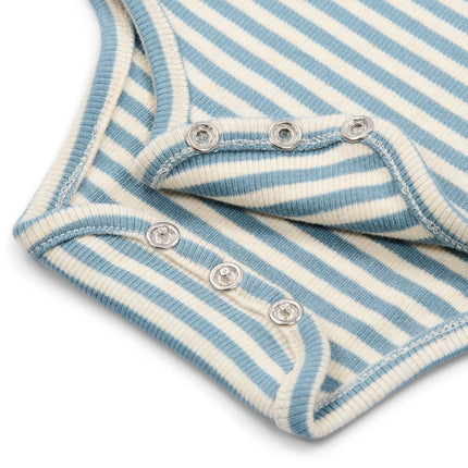 Romper korte mouw blauw Stone Blue stripe koop je bij Babywinkel