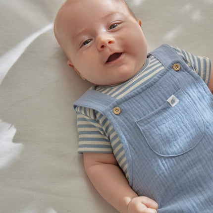 Romper korte mouw blauw Stone Blue stripe koop je bij Babywinkel