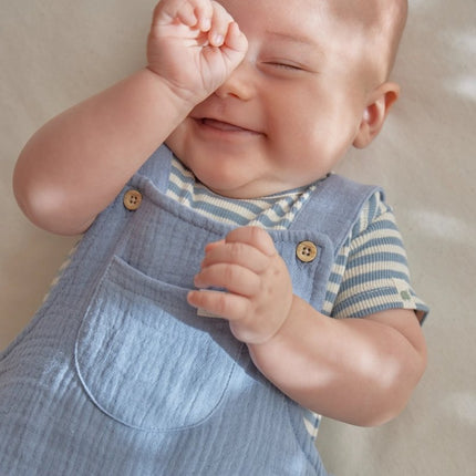 Romper korte mouw blauw Stone Blue stripe koop je bij Babywinkel