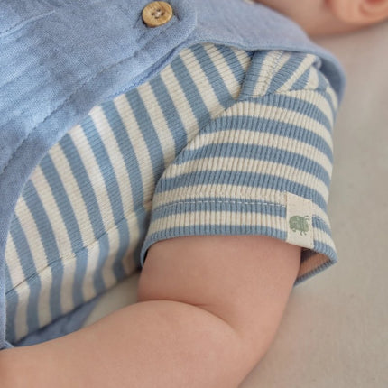 Romper korte mouw blauw Stone Blue stripe koop je bij Babywinkel