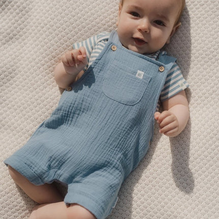 Romper korte mouw blauw Stone Blue stripe koop je bij Babywinkel