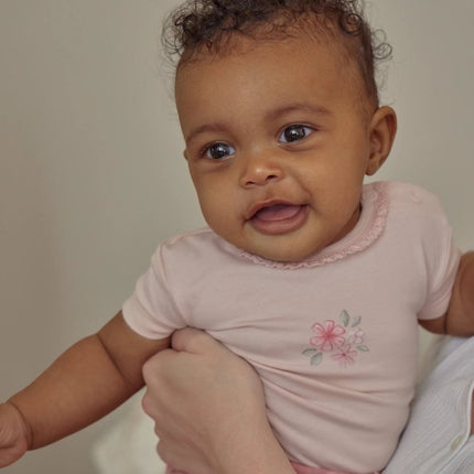 Romper korte mouw roze Blossom koop je bij Babywinkel