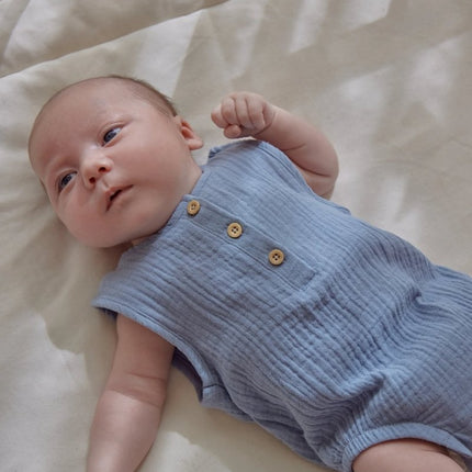 Romper mouwloos blauw Stone Blue koop je bij Babywinkel