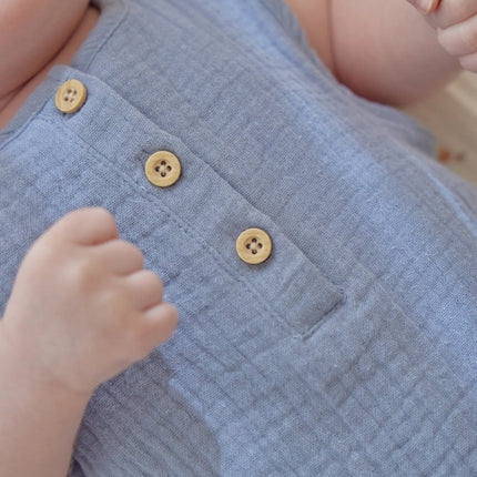 Romper mouwloos blauw Stone Blue koop je bij Babywinkel