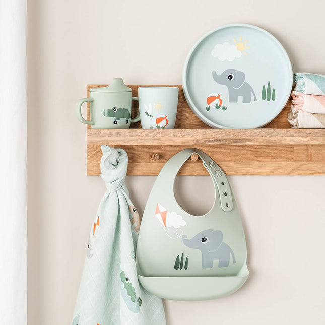 Siliconen drinkbeker met tuit en handvatten Playground Green koop je bij Babywinkel