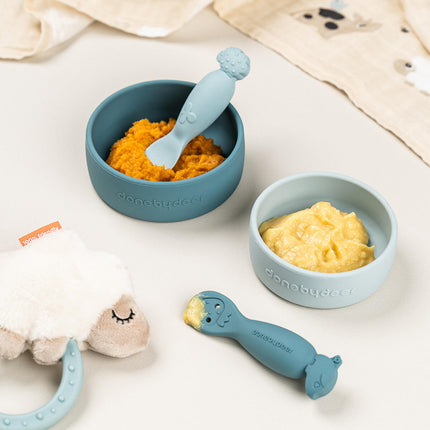 Siliconen kommen set 2 stuks Dotti Blue koop je bij Babywinkel