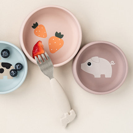 Siliconen kommen set 2 stuks Pigee Powder koop je bij Babywinkel