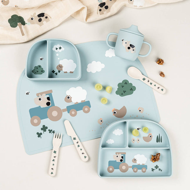 Siliconen placemat Tiny farm Blue koop je bij Babywinkel