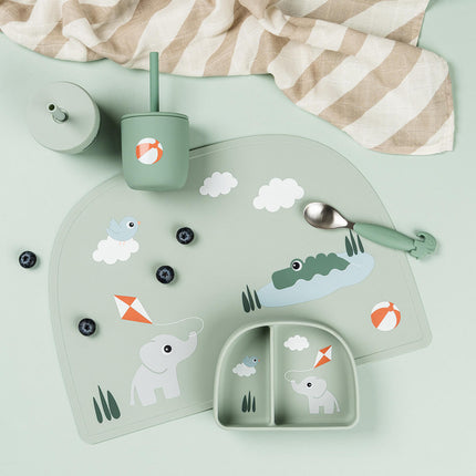 Siliconen rietjesbeker 2 - pack Playground Green koop je bij Babywinkel