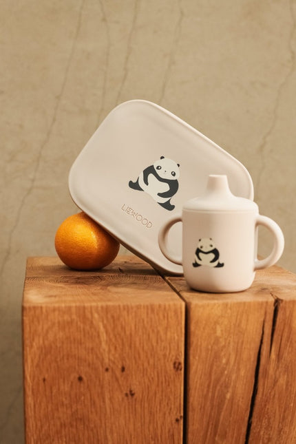 Stainless Steel Lunchbox Panda / Sandy / Dark Grey koop je bij Babywinkel