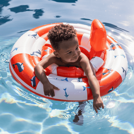 Swim Essentials Baby Float Wit/Rood Ocean Stripes 0-1 Jaar koop je bij Babywinkel