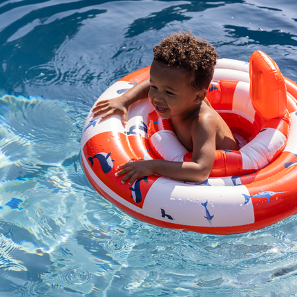 Swim Essentials Baby Float Wit/Rood Ocean Stripes 0-1 Jaar koop je bij Babywinkel