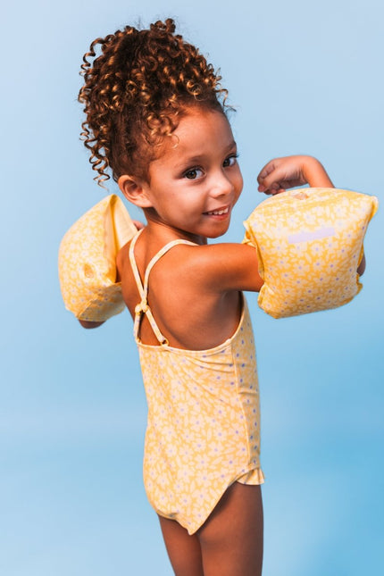 Swim Essentials Badpak Kind Florish Yellow - Babywinkel - 8721197412484