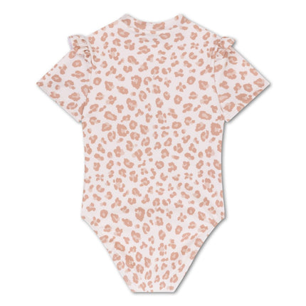 Swim Essentials Uv Zwempak Beige Leopard Rashguard Ruffle - Babywinkel - 8721197412163