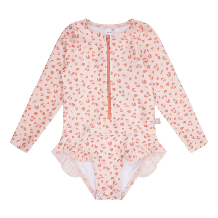 Swim Essentials Uv Zwempak Panterprint Old Pink Ruffle - Babywinkel - 7432233926971