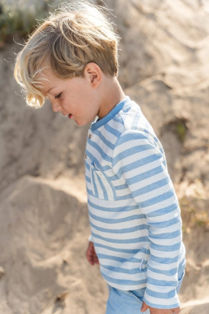 T-shirt lange mouw Steel Blue stripe koop je bij Babywinkel