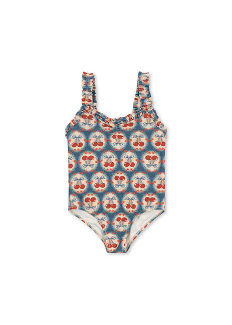 <tc>Konges Slojd</tc> Strój kąpielowy dziecięcy Maya Grs Cherry Bow Blue
