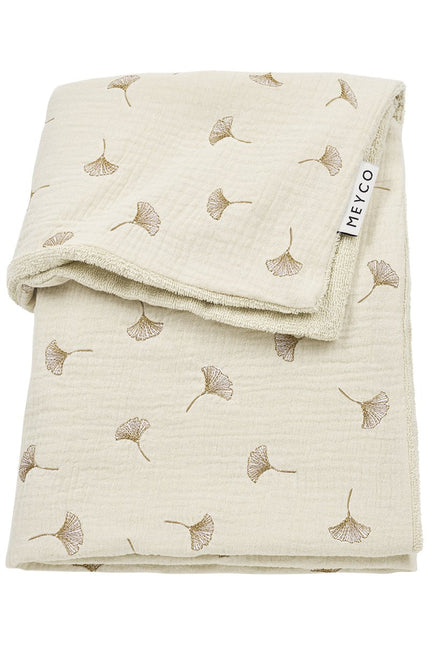Wiegdeken pre - washed hydrofiel Ginkgo - soft sand - 75x100cm - 1.5 TOG - Babywinkel - 4054703625219
