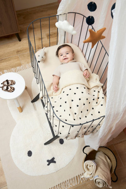 Wiegdeken pre - washed hydrofiel Sweet Heart - soft sand - 75x100cm - 1.5 TOG - Babywinkel - 4054703629217