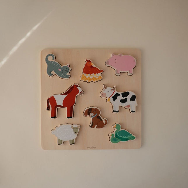 WOODEN PUZZLE FArm - Mushie - Babywinkel - 840355801156